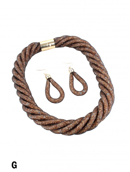 SPARKLE TUBE TWIST NECKLACE AND EARRING SET